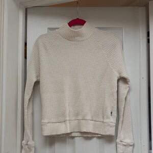 North Face Cozy Waffle-Knit Mock Neck Sweater - Cream